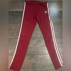 Burgandy Adidas leggings.  Size Small